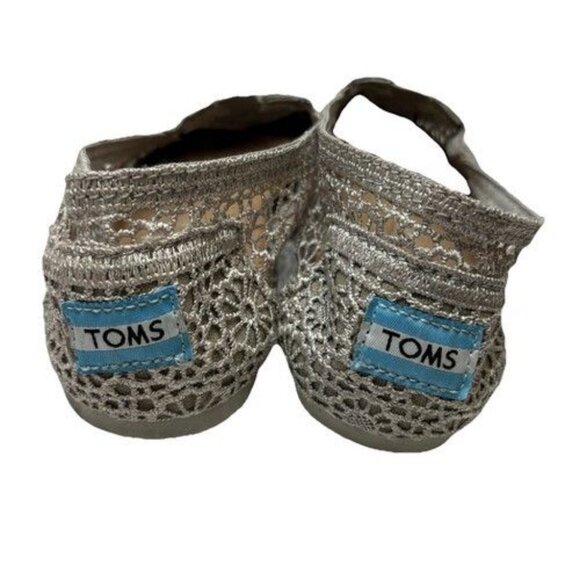 TOMS Women's Open Lace Crochet Cream/Tan Slip On Espadrilles Shoes Flats sz 7.5 - Picture 4 of 10